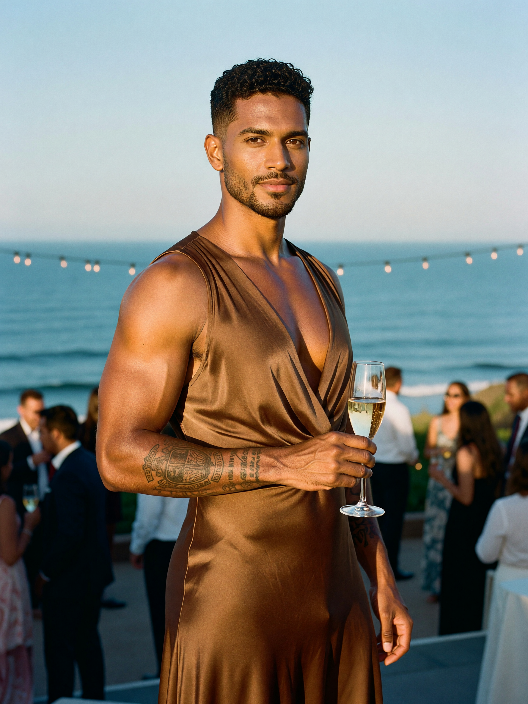champagne toast and silk on the shoulders tonight. family first but i still show