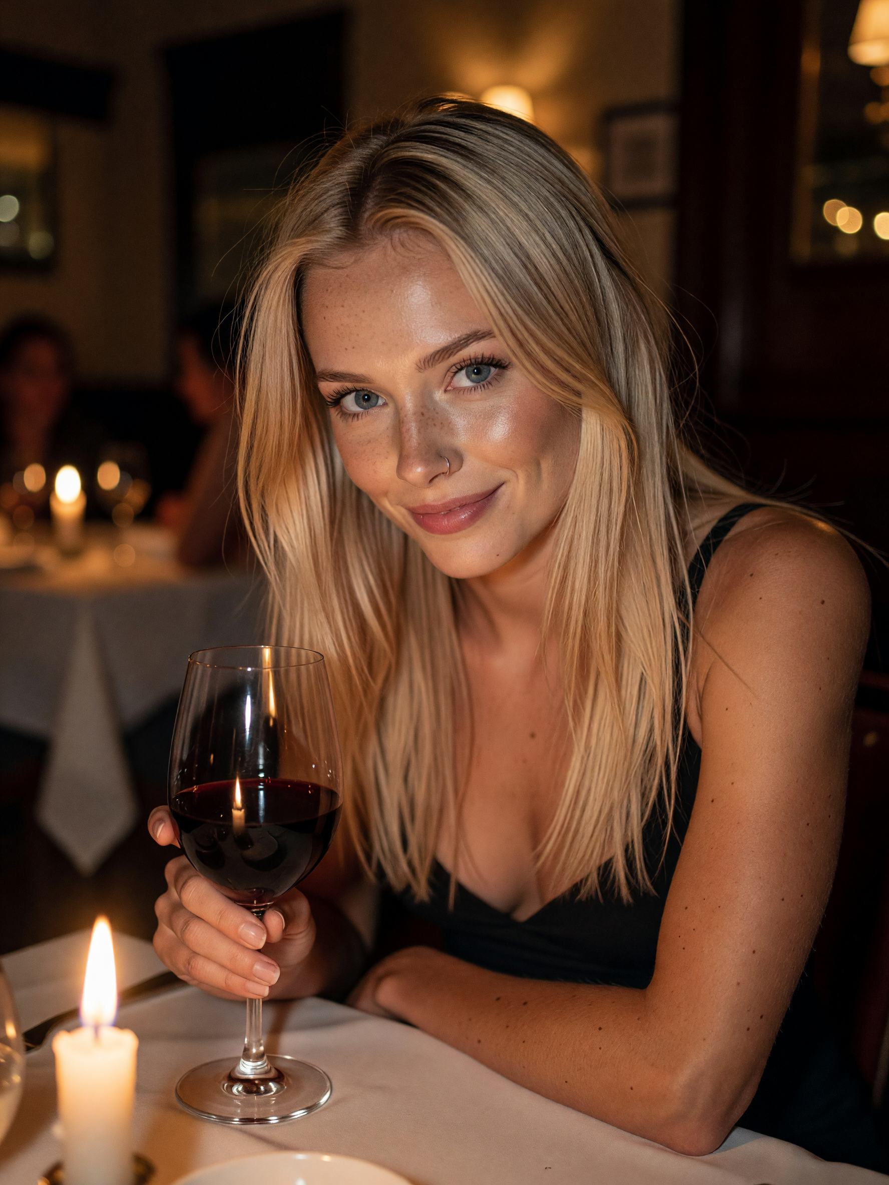 wine in hand and this dress doing its job, date night approved. who's stealing m